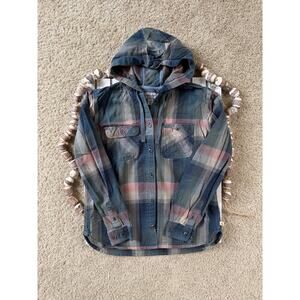 Carhartt Beartooth Plaid Flannel Button Down Hooded Shirt Top Shacket